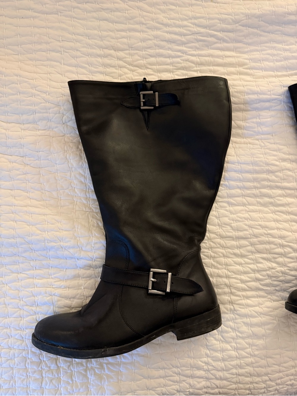 Classic Black Leather Riding Boots - extra wide calf!